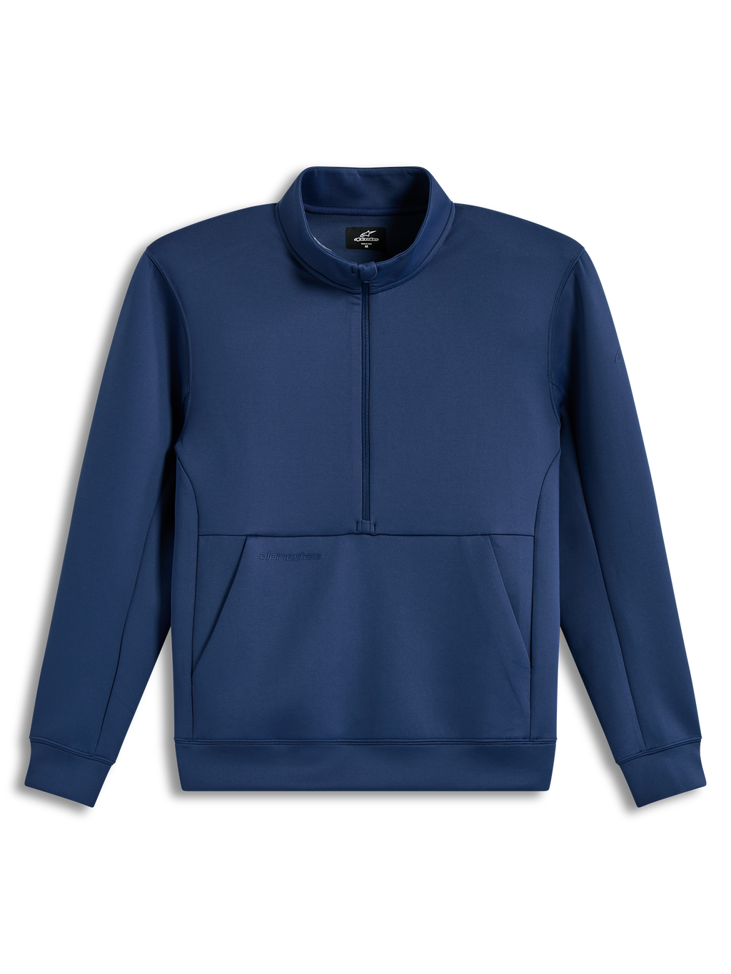 Alpinestars Apera Half-Zip Sweatshirt, sweatshirt de sportswear en polaire bleu acier, doté d'une demi-fermeture éclair, d'une poche kangourou et de logos ton sur ton, haut technique et décontracté.