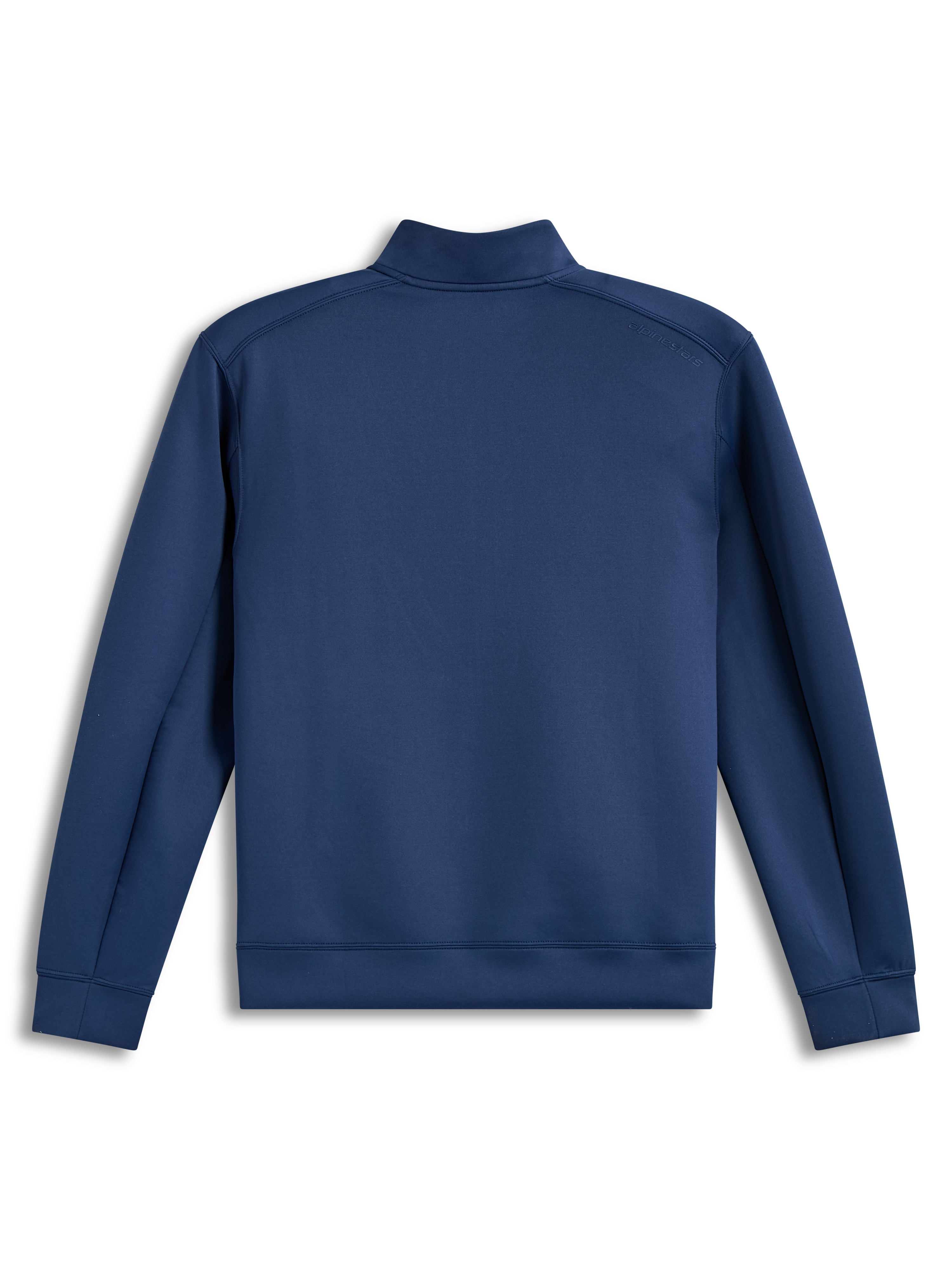 Alpinestars Apera Half-Zip Sweatshirt, pull de sportswear en polaire bleu acier avec logo ton sur ton sur l'épaule, vue de dos.