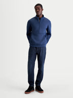 Alpinestars Sweat Apera Half-Zip, pull sportswear pour homme, bleu, doté d'un col haut avec fermeture demi-zippée et d'une poche kangourou frontale, fabriqué en polaire double face pour un style décontracté inspiré du sport automobile.