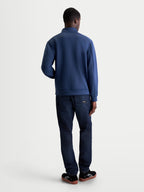 Alpinestars Sweat Apera Half-Zip, pull sportswear pour homme inspiré du sport automobile, bleu acier, vue de dos, doté d'un design épuré en polaire double face tri-mélange pour un confort quotidien.