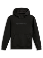 Alpinestars Datrix Hoodie, sweat à capuche de sportswear en polaire, noir, logo HD ton sur ton et poche avec détail de pli.