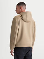 Alpinestars Datrix Hoodie, Men's Motorsport-Inspired Sportswear Pullover, Putty Brown, Double-Face Fleece Construction with Mesh-Lined Hood and Tonal Branding, Rear View on Model