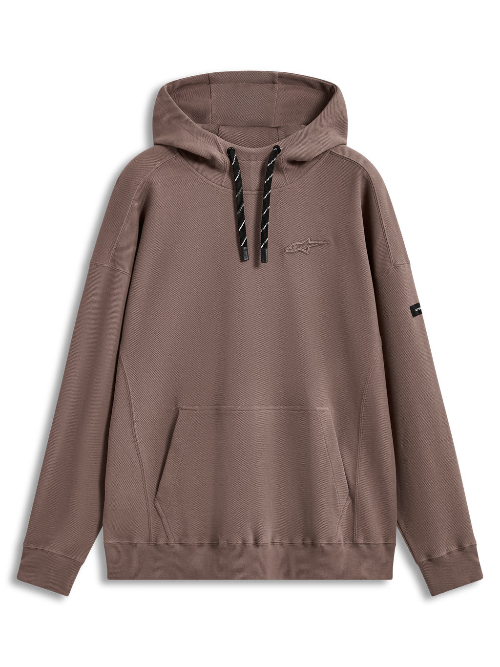 Alpinestars Camino Textured Oversized, sweat à capuche marron taupe en maille texturée, col haut et logo 3D, style streetwear