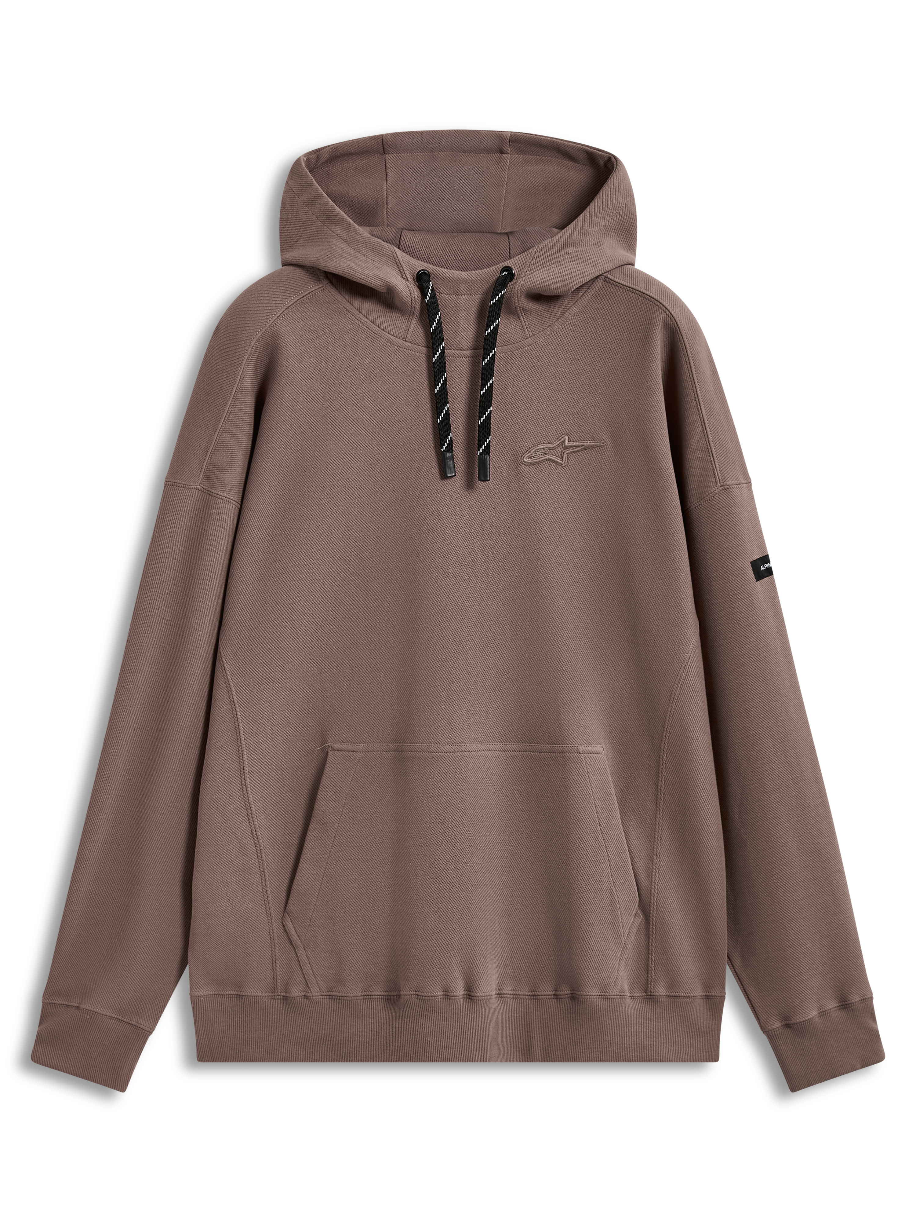 Alpinestars Camino Textured Oversized, sweat à capuche marron taupe en maille texturée, col haut et logo 3D, style streetwear