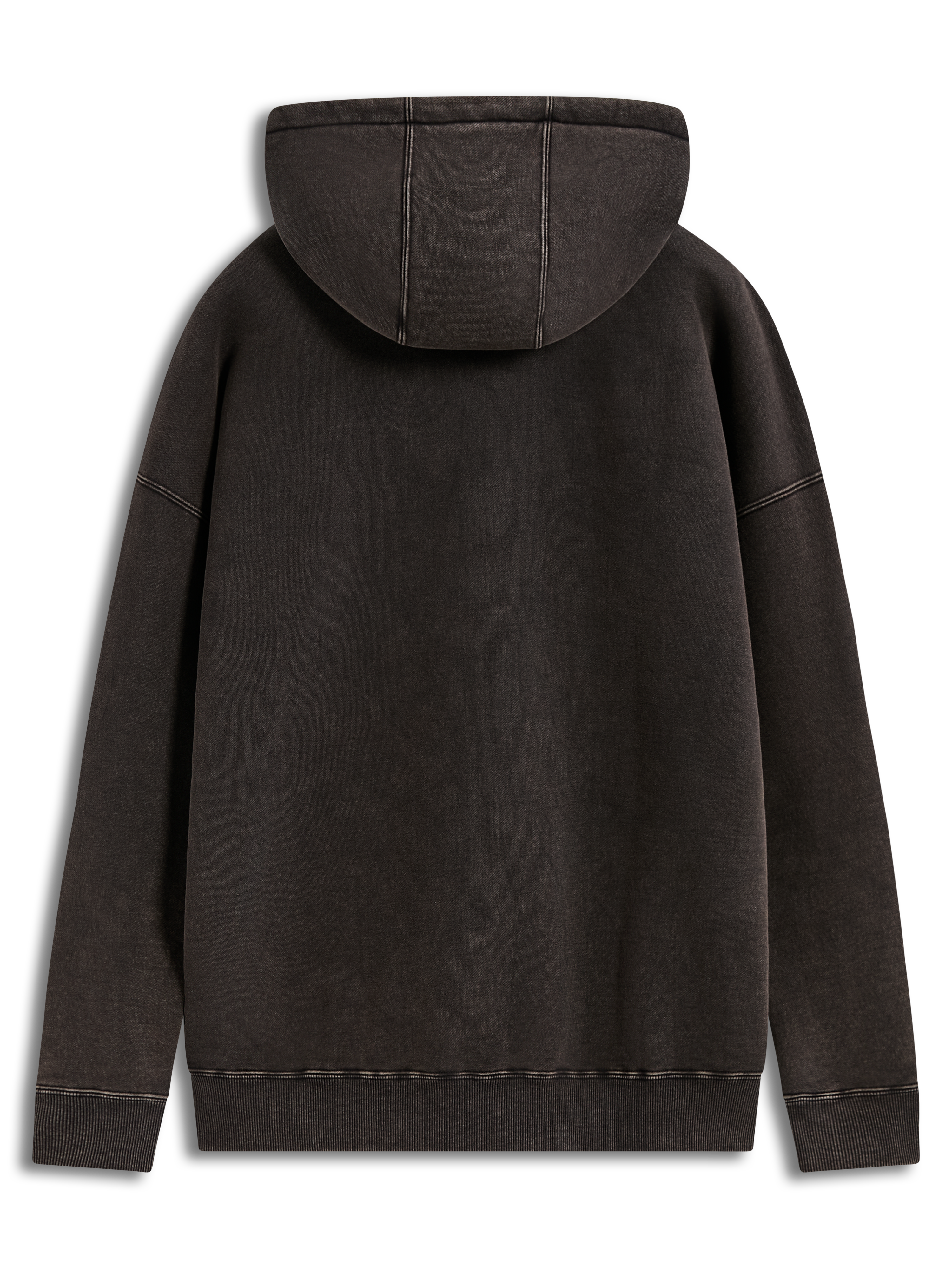 Alpinestars Infinite Washed Oversized Hoodie, sweat à capuche noir délavé effet neige, vue de dos avec ourlet côtelé.