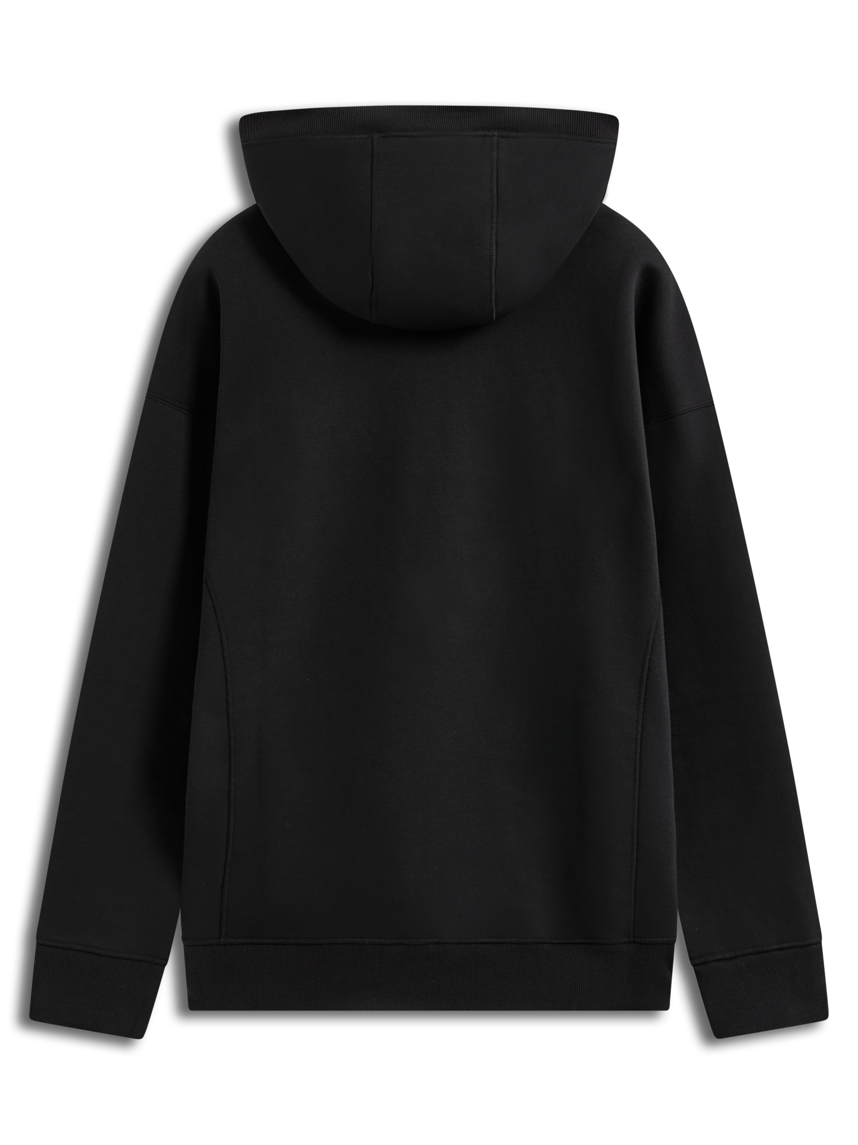 Alpinestars Shaw Oversized Hoodie, sweat à capuche noir en polaire, coutures sur le corps et bord-côte, vue arrière