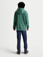 Alpinestars Sweat à capuche Shaw Oversized, sweat sportswear décontracté, vert, vue de dos sur modèle, coupe ample, polaire en coton et polyester recyclé avec capuche doublée et finitions côtelées.
