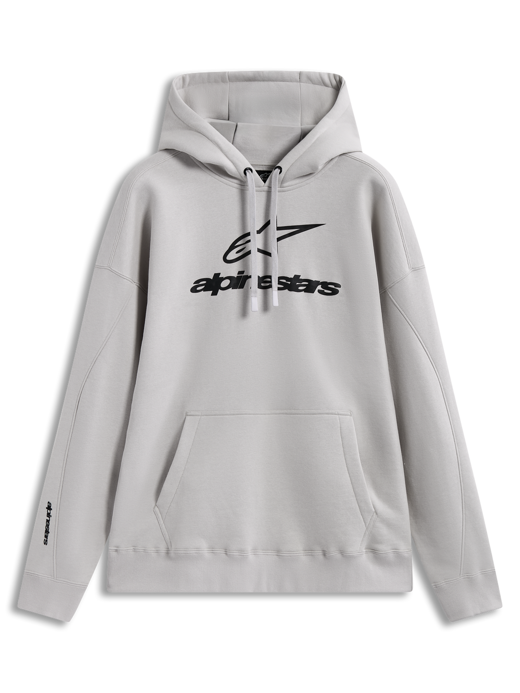 Alpinestars Prelude Oversized Hoodie, sweat à capuche en molleton beige, logo noir en relief et poche kangourou