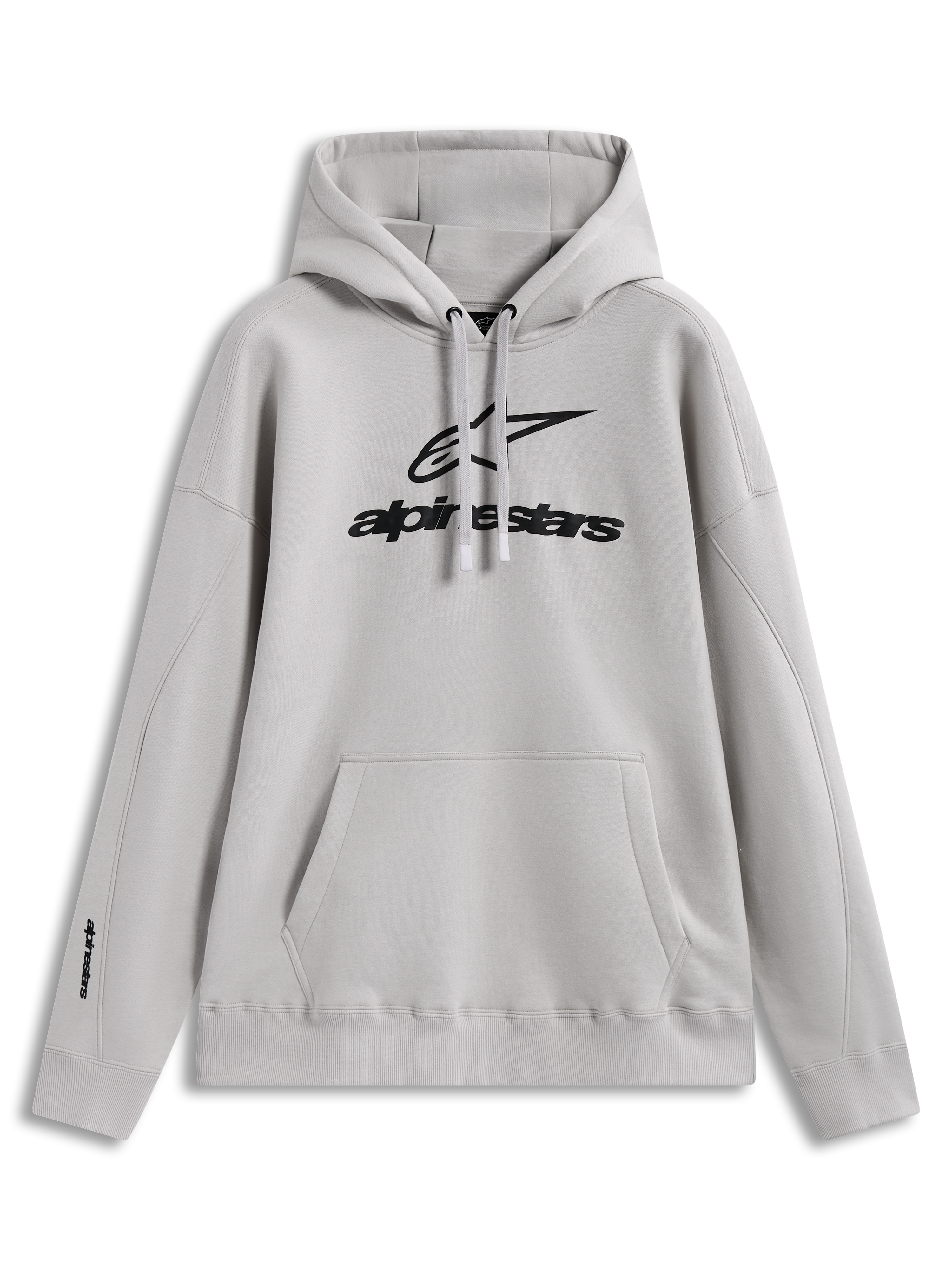 Alpinestars Prelude Oversized Hoodie, sweat à capuche en molleton beige, logo noir en relief et poche kangourou