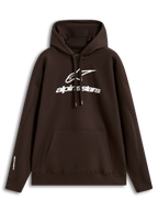 Alpinestars Prelude Oversized, sweat à capuche marron en polaire, logo blanc en relief, poche kangourou, style sportswear