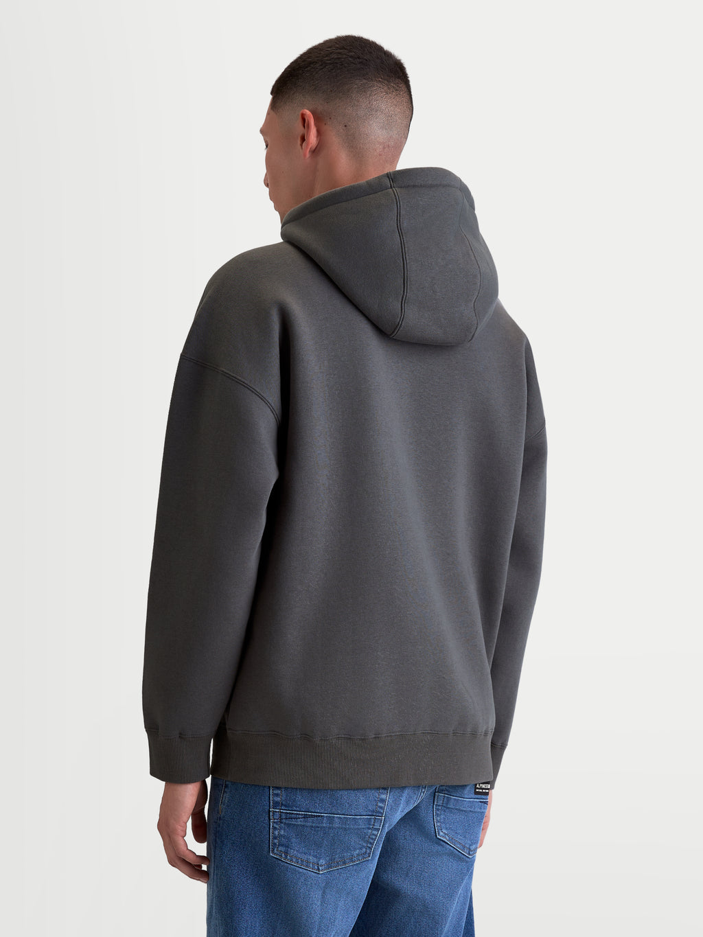 Alpinestars Prelude Oversized, sweat à capuche de sportswear unisexe, gris anthracite, coupe ample décontractée avec capuche doublée et finitions côtelées, vue de dos