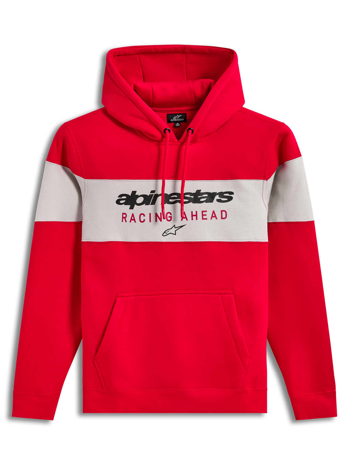 Alpinestars Cubic Hoodie, Sportswear Pullover, Unisex, Red and Grey, color-blocked cotton-polyester fleece with chest logo.