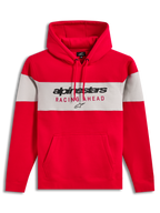 Alpinestars Cubic Hoodie, sweat à capuche en polaire rouge et gris avec blocs de couleur, logo et poche kangourou.