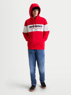 Alpinestars sweat à capuche Cubic, polaire de sportswear pour homme et femme, rouge et blanc, design color-block avec logo Alpinestars Racing Ahead et capuche doublée, style décontracté inspiré du sport automobile
