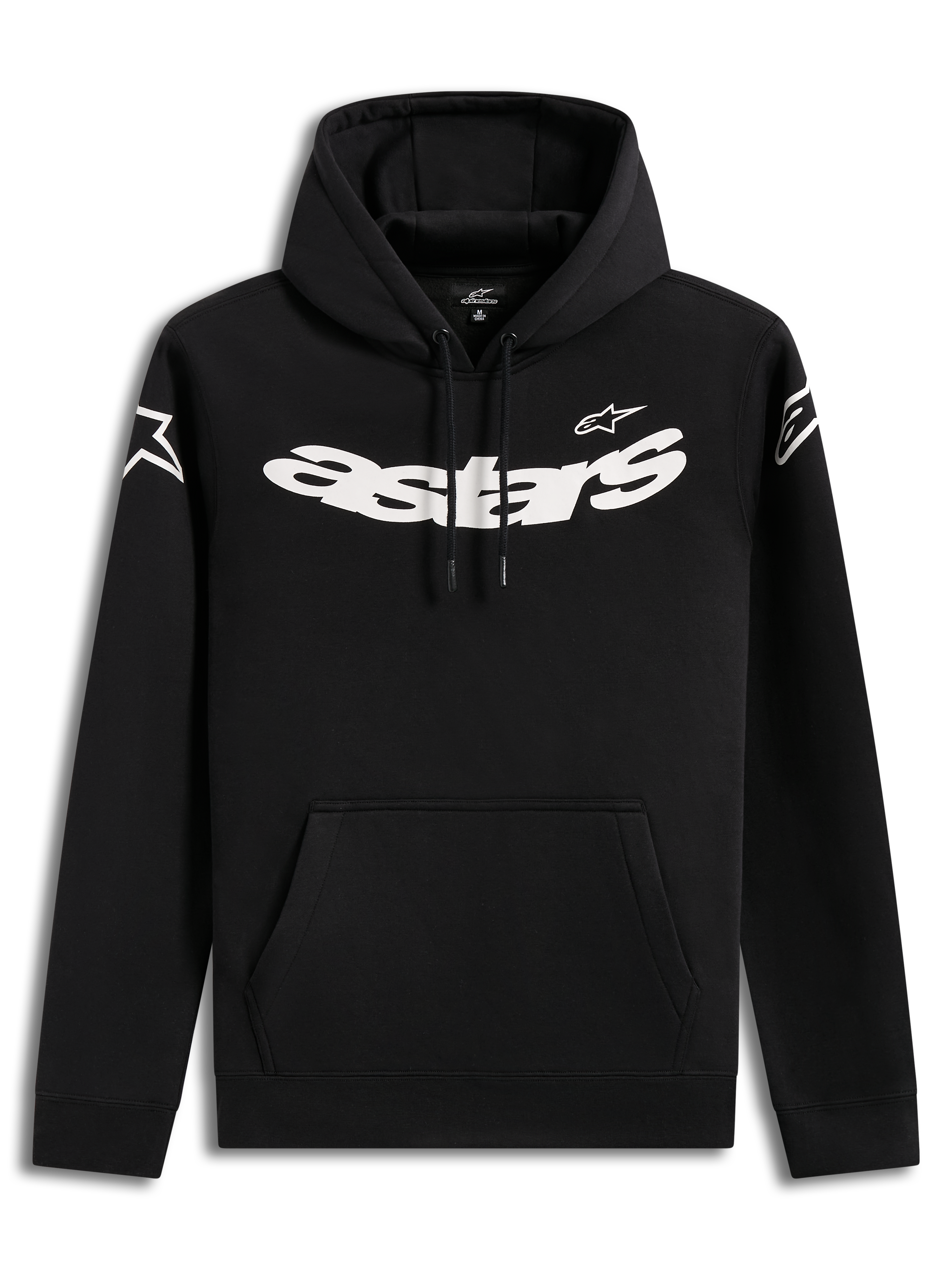 Alpinestars Velocifier, sweat à capuche noir lifestyle pour homme avec logo blanc sur la poitrine et poche kangourou.