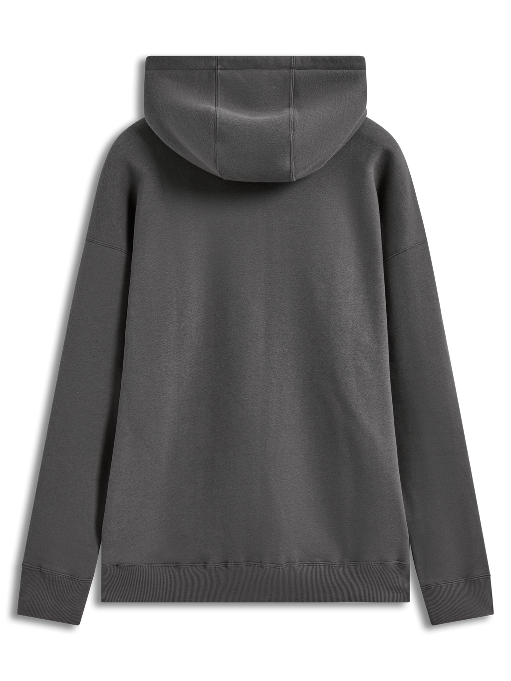Alpinestars Entity Oversized Hoodie, sweat à capuche en polaire gris anthracite, vue de dos avec une grande capuche et des poignets côtelés