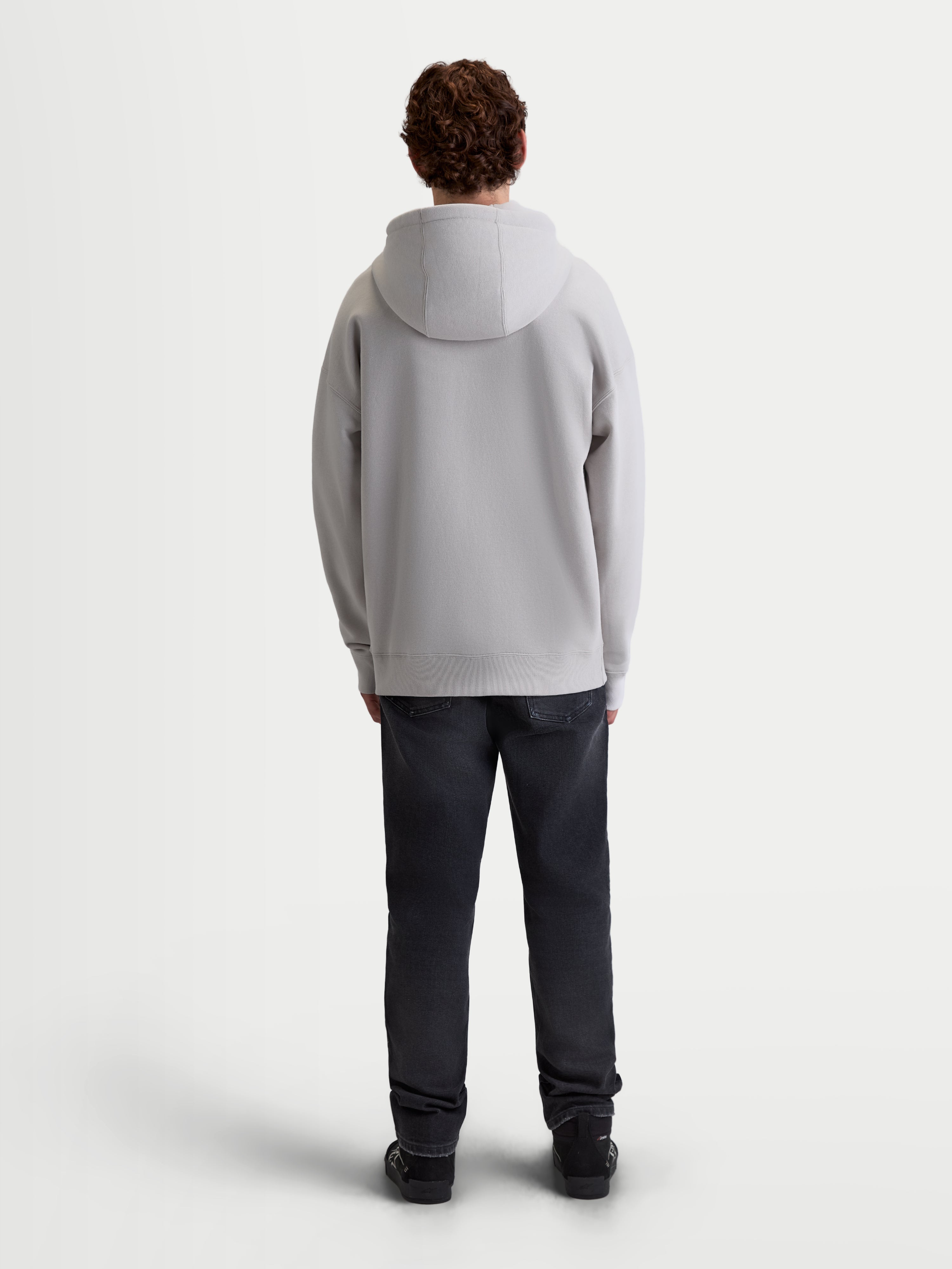 Alpinestars Sweat à capuche Entity Oversized, sweat à capuche de sportswear pour homme, gris, vue de dos montrant la coupe ample, polaire premium avec capuche doublée et finitions côtelées