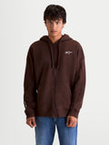 Alpinestars Entity Oversized Hoodie, sweat à capuche de sportswear pour homme, marron, doté d'un logo Astars blanc brodé sur la poitrine et la manche, fermeture éclair intégrale, poche kangourou et capuche ajustable, style motorsport décontracté.