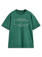 Alpinestars Infinity Oversized CSF Tee, t-shirt à manches courtes vert avec graphique technique blanc à l'avant et logo Astars sur la manche, style sportswear décontracté