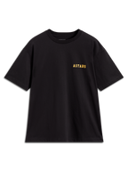 T-shirt Alpinestars Latitude Oversized CSF, noir à manches courtes, logo Astars jaune, coupe oversize, style sportswear.