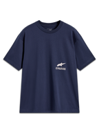 Alpinestars Institute Oversized SS CSF, t-shirt bleu marine à manches courtes, logo Astars blanc et slogan sur la poitrine