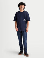 Alpinestars Institute Oversized SS CSF Tee, t-shirt de sportswear à manches courtes pour homme, bleu marine, petit logo blanc sur la poitrine, coupe oversize décontractée.