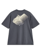 Alpinestars Ghost Oversized CSF Tee, t-shirt gris anthracite, vue de dos avec logo dégradé blanc cassé et texte Racing Ahead.