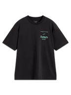 Alpinestars Post Oversized CSF Tee, t-shirt à manches courtes noir, logo Astars et slogan One Goal One Vision bleu sarcelle, coupe oversized décontractée, style sportswear