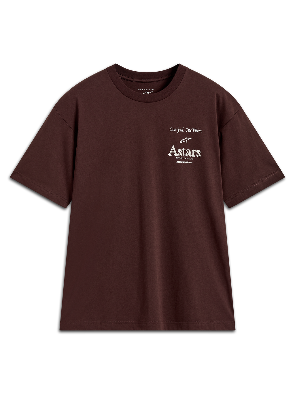 Alpinestars Post Oversized CSF, t-shirt à manches courtes marron, logos Astars blancs sur la poitrine