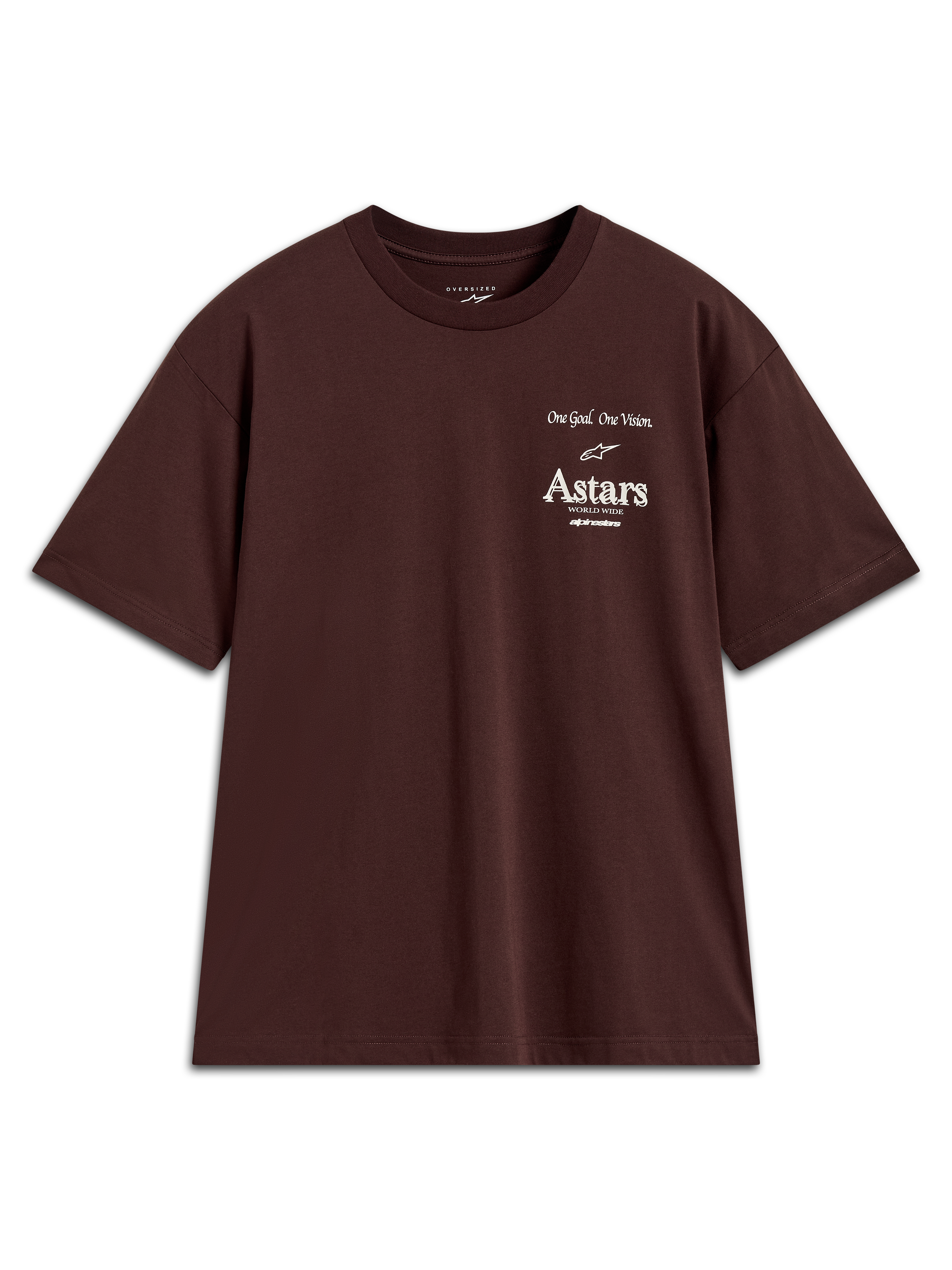 Alpinestars Post Oversized CSF, t-shirt à manches courtes marron, logos Astars blancs sur la poitrine
