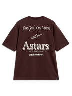 Alpinestars Post Oversized CSF Tee, t-shirt marron à manches courtes, vue de dos avec logos blancs One Goal One Vision.