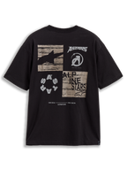 T-shirt Alpinestars Checkback Oversized CSF, noir, manches courtes, graphique damier au dos et manifeste One Goal One Vision.