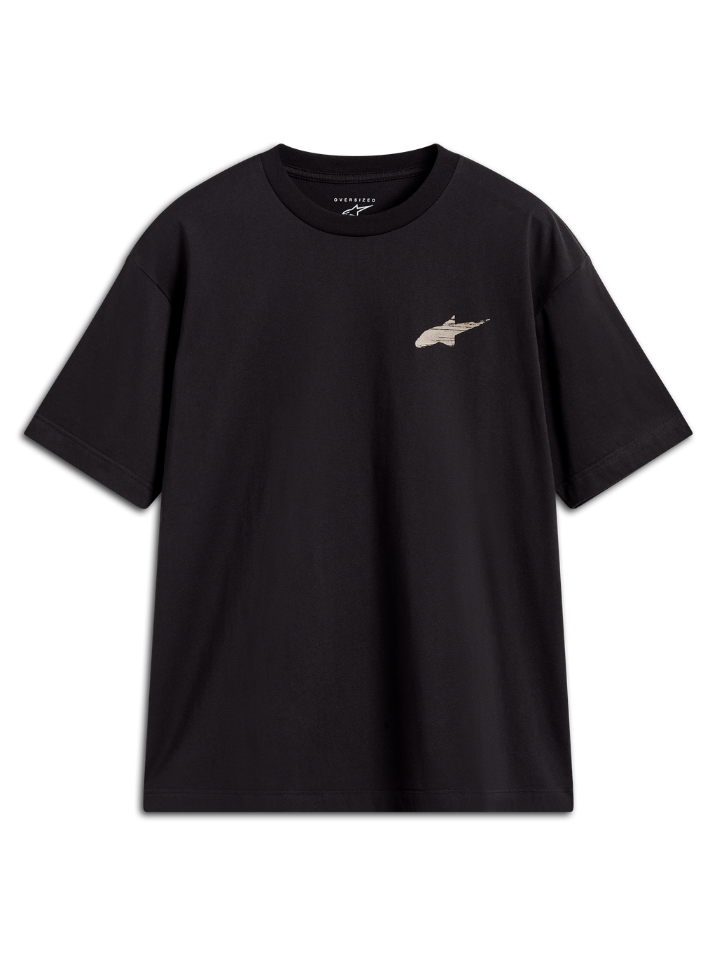 Alpinestars Checkback Oversized CSF, t-shirt à manches courtes noir, arborant un petit logo Astars sur la poitrine, coupe oversize décontractée, style sportswear