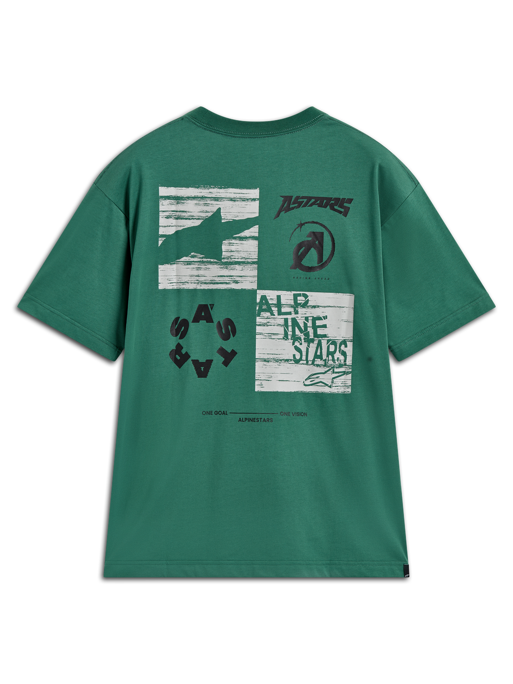 Alpinestars Checkback Oversized CSF, t-shirt à manches courtes vert, graphique arrière à damier, style sportswear