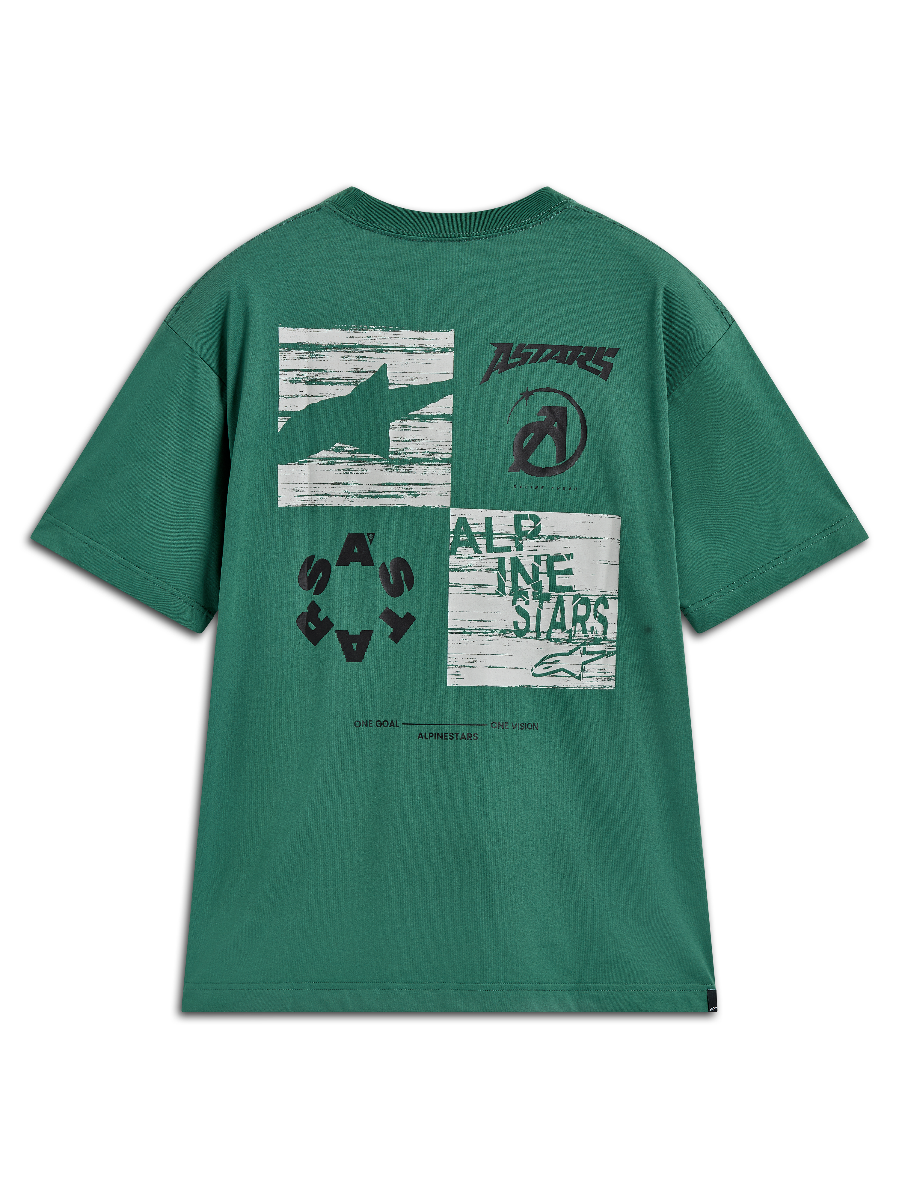 Alpinestars Checkback Oversized CSF, t-shirt à manches courtes vert, graphique arrière à damier, style sportswear