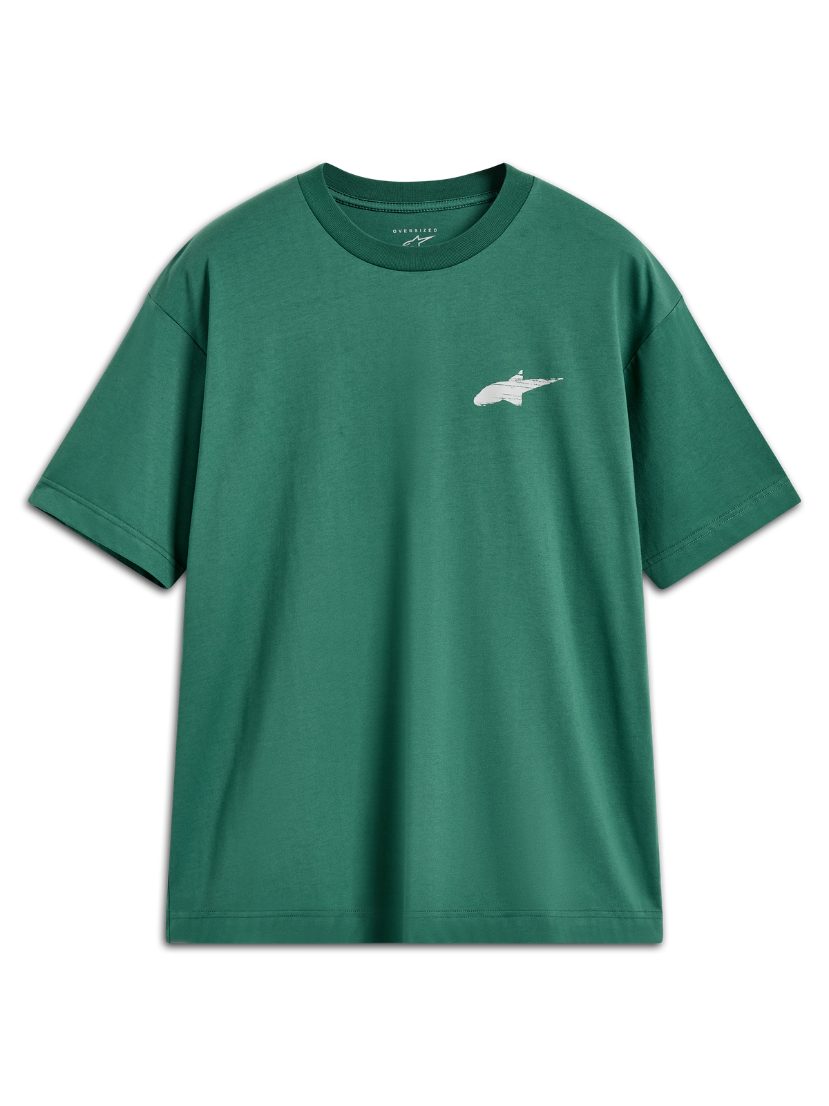 Alpinestars Checkback Oversized CSF Tee, short sleeve green sportswear t-shirt with a white Astars logo.