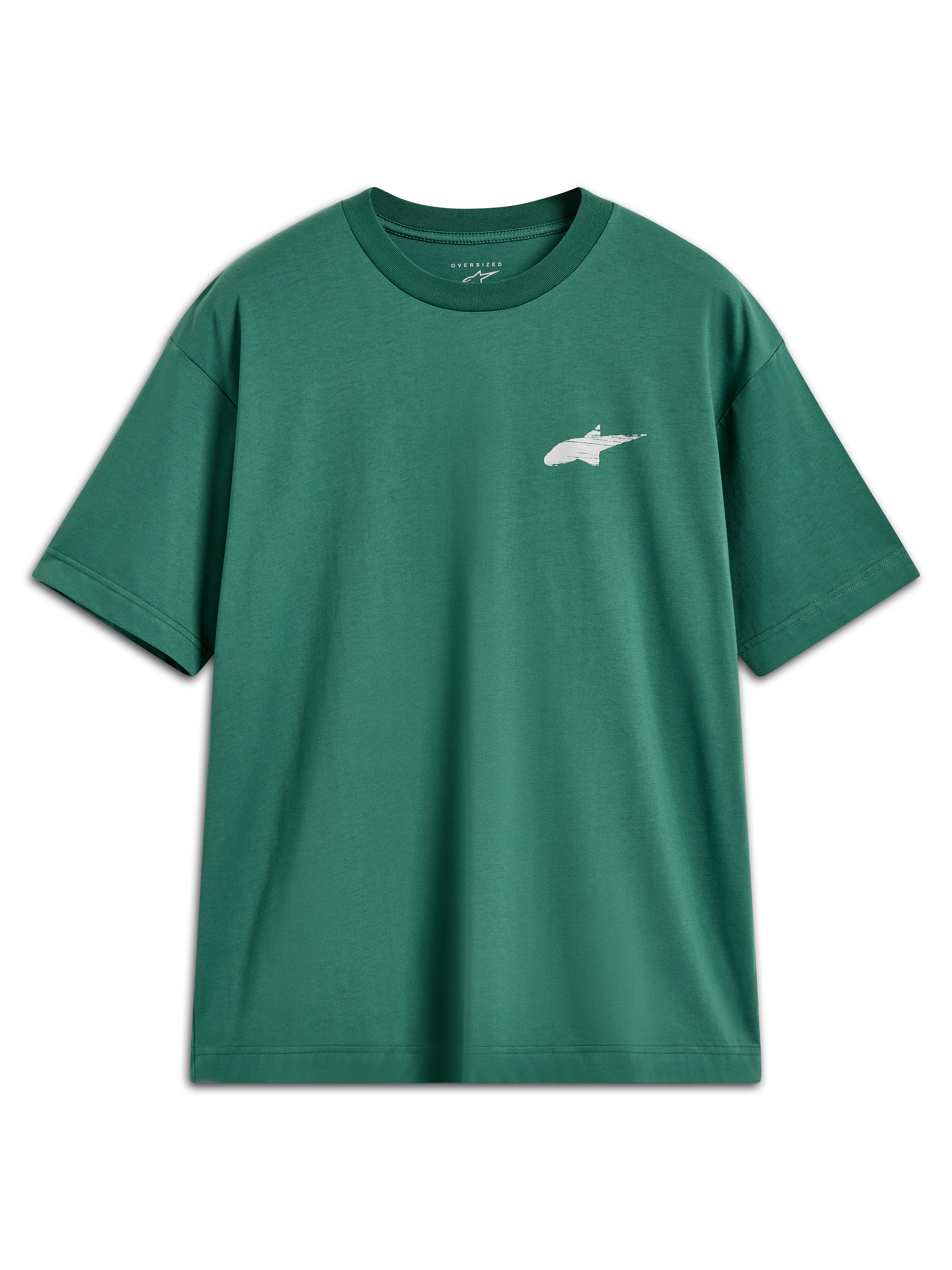 Alpinestars Checkback Oversized CSF, t-shirt de sport vert à manches courtes, logo Astars blanc, style décontracté