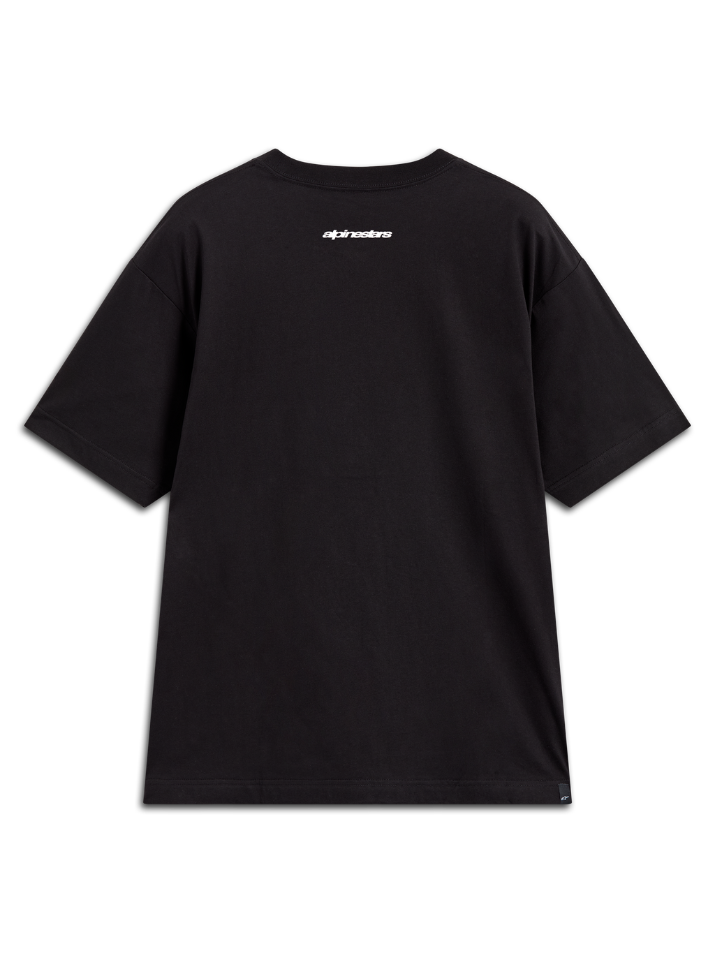 T-shirt Alpinestars Mandate Oversized CSF, t-shirt à manches courtes noir, vue de dos avec logo Alpinestars blanc imprimé sur le haut du dos, style sportswear