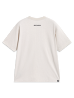 Alpinestars Mandate Oversized CSF Tee, t-shirt de sportswear à manches courtes, beige, vue de dos avec logo graphique au col et étiquette à l'ourlet.