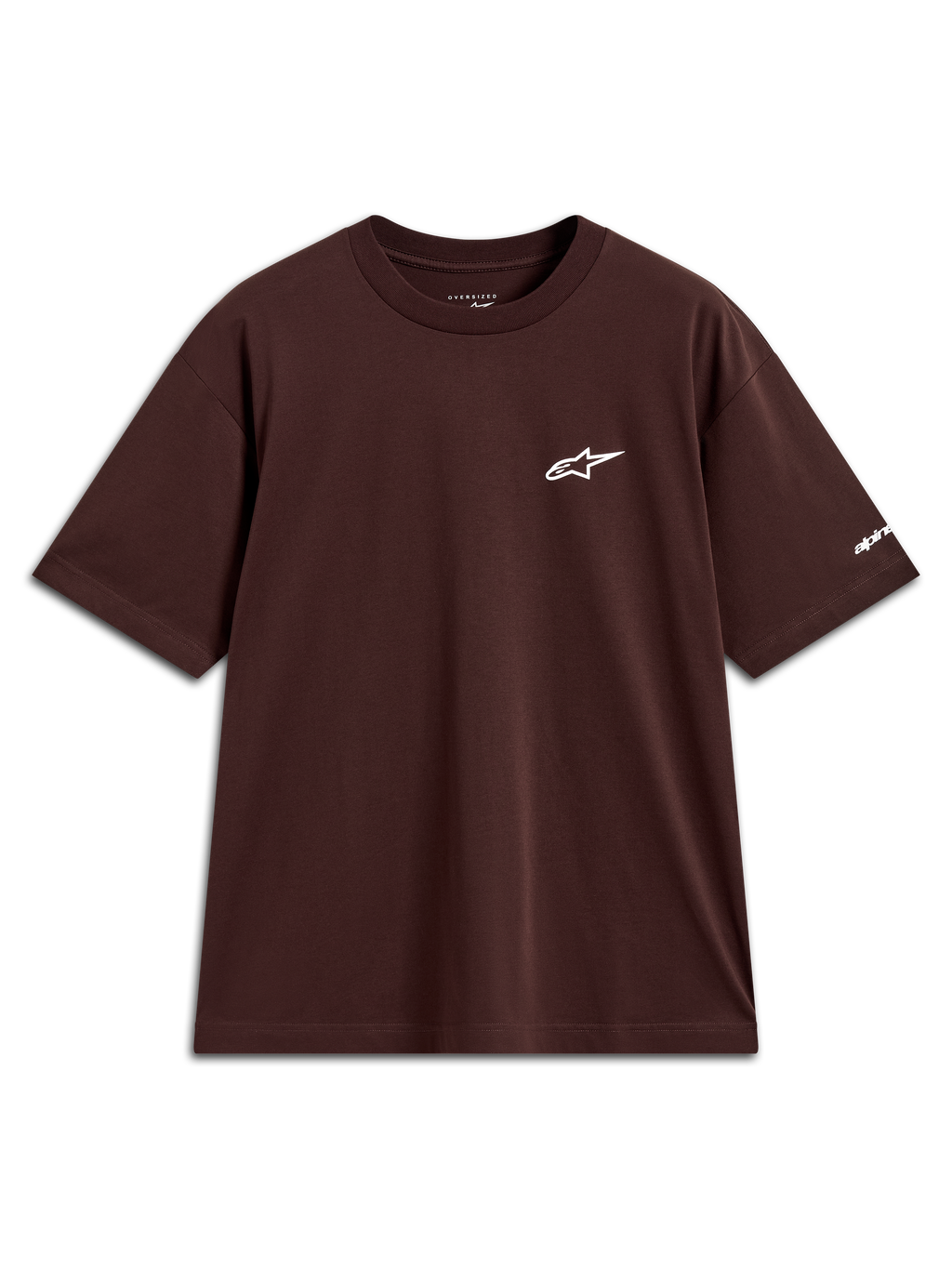 Alpinestars Mandate Oversized CSF Tee, t-shirt à manches courtes marron, logo Astars blanc en impression Puff, sportswear.