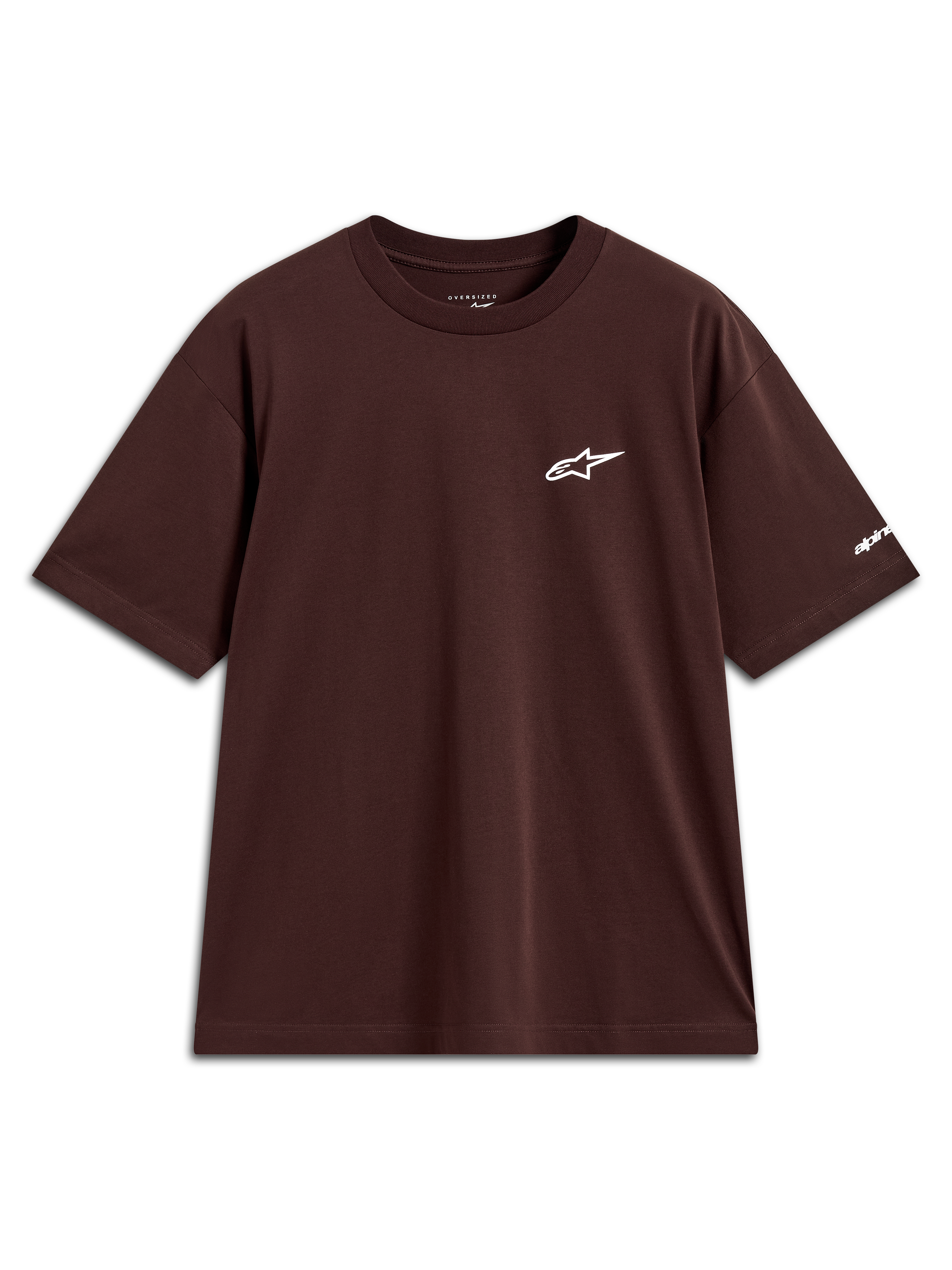 Alpinestars Mandate Oversized CSF Tee, t-shirt à manches courtes marron, logo Astars blanc en impression Puff, sportswear.