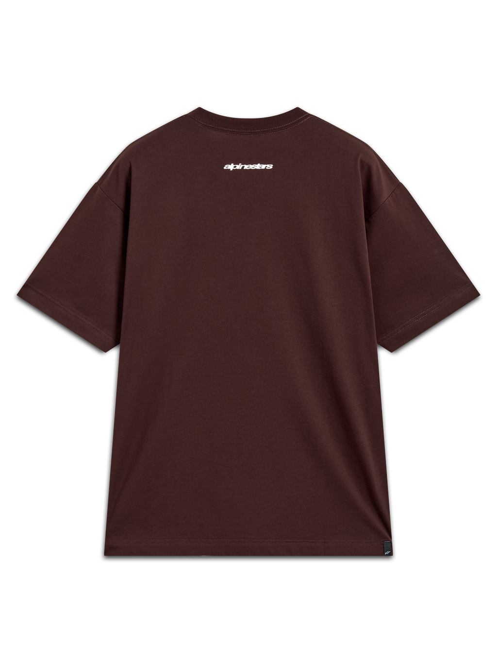 Alpinestars Mandate Oversized CSF, t-shirt de sport à manches courtes marron, avec logo blanc au dos, coupe décontractée.