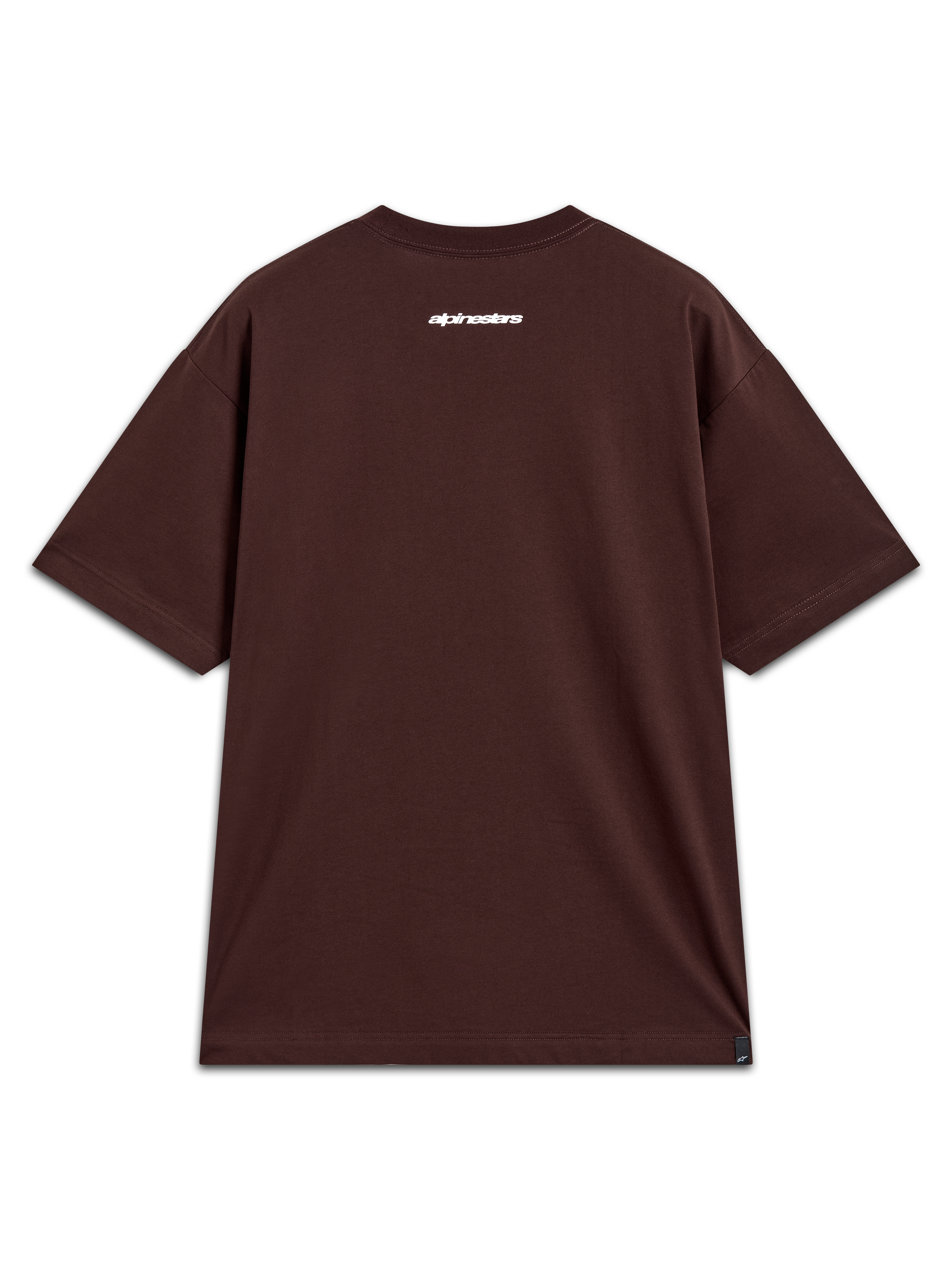 Alpinestars Mandate Oversized CSF, t-shirt de sport à manches courtes marron, avec logo blanc au dos, coupe décontractée.