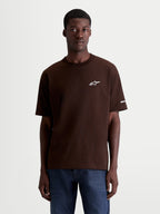 Alpinestars Mandate Oversized CSF, t-shirt à manches courtes pour homme, marron, coupe oversize décontractée avec logo Astars blanc en impression puff, style sportswear
