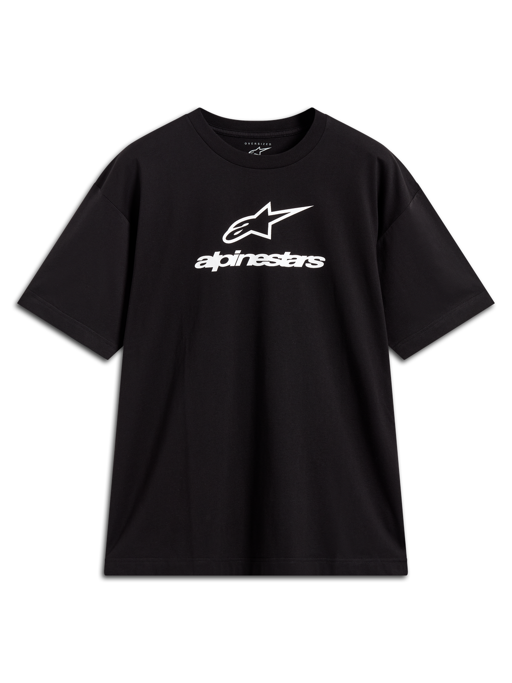 Alpinestars Prelude Oversized CSF, t-shirt noir à manches courtes, logo Astars blanc sur la poitrine, style sportswear.