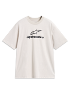 Alpinestars Prelude Oversized CSF Tee, t-shirt à manches courtes sable avec logos noirs empilés, style sportswear.