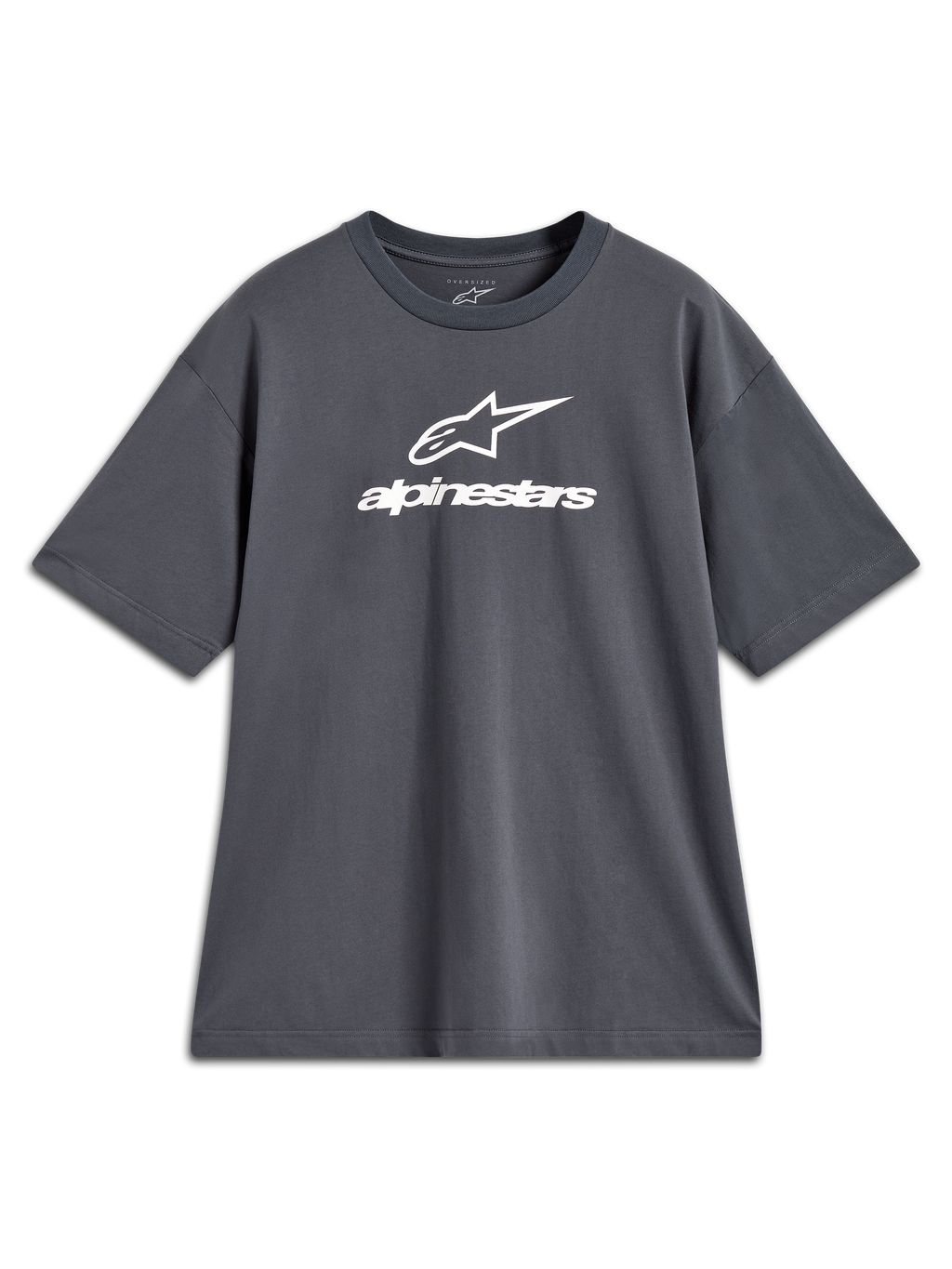 Alpinestars Prelude Oversized CSF Tee, t-shirt gris anthracite à manches courtes, logo blanc à l'avant, style sportswear.