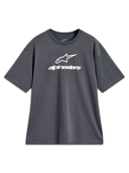 Alpinestars Prelude Oversized CSF Tee, t-shirt gris anthracite à manches courtes, logo blanc à l'avant, style sportswear.