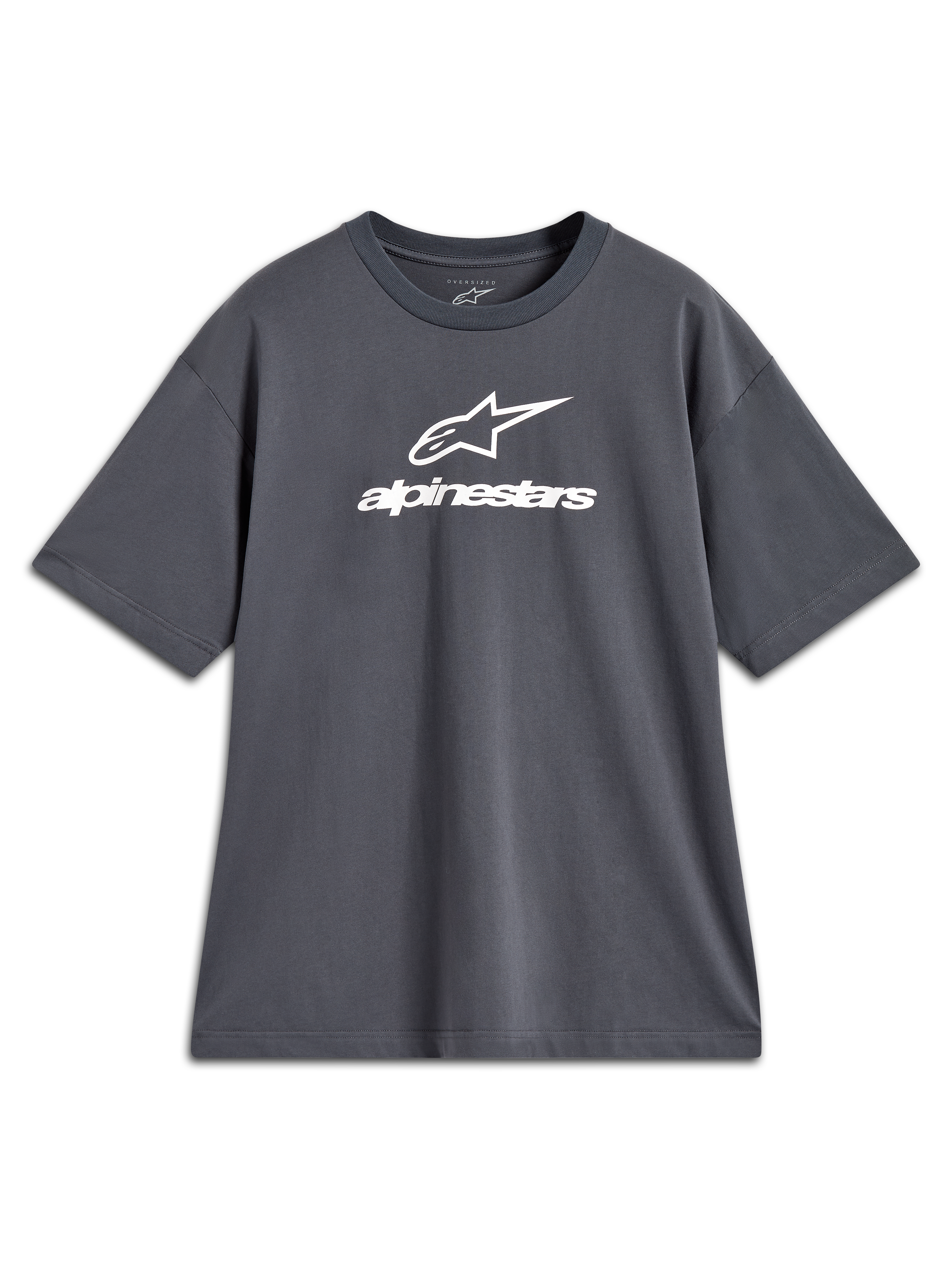 Alpinestars Prelude Oversized CSF Tee, t-shirt gris anthracite à manches courtes, logo blanc à l'avant, style sportswear.