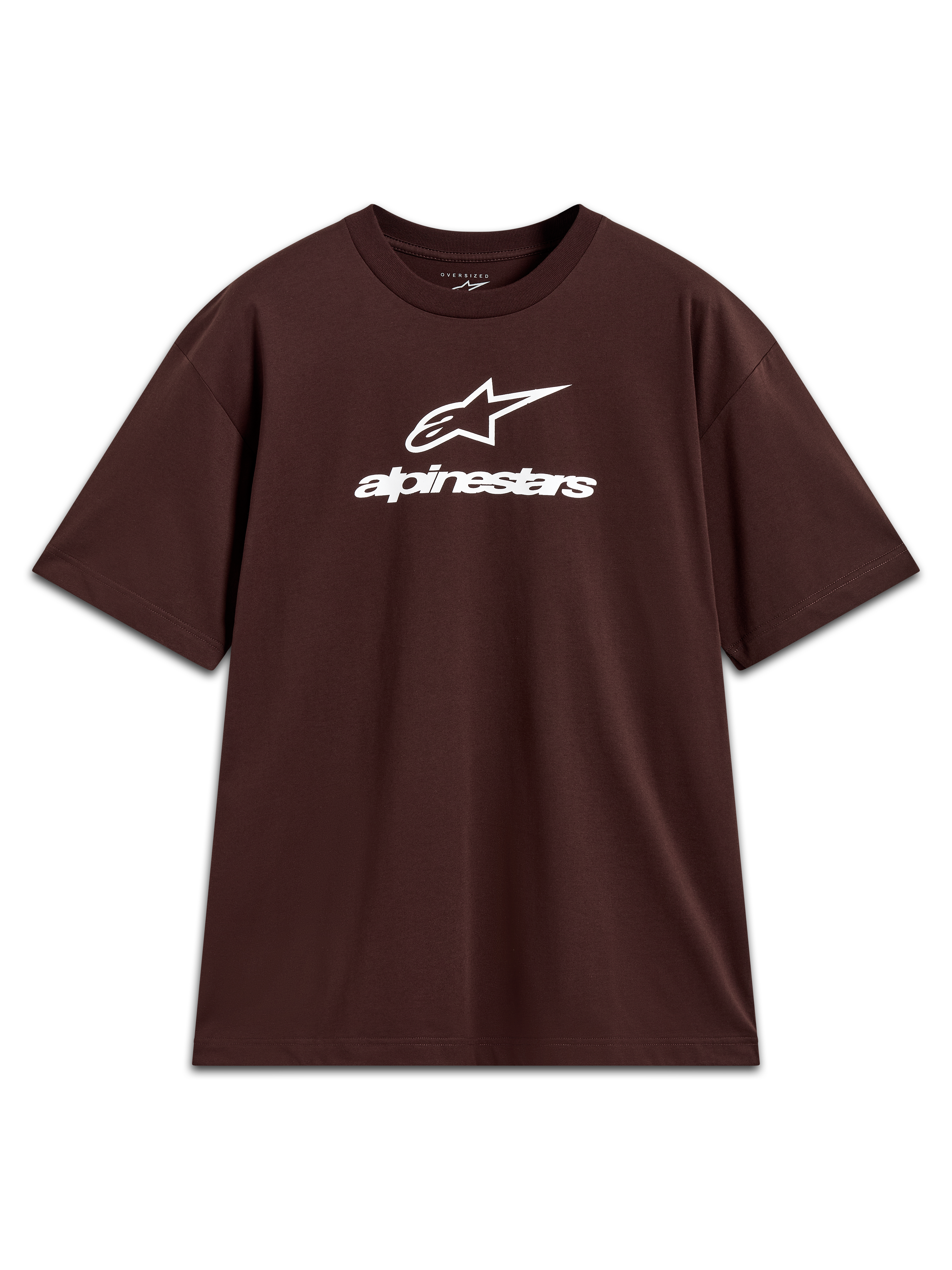 Alpinestars Prelude Oversized CSF, t-shirt à manches courtes marron avec logo blanc empilé sur la poitrine, style sportswear